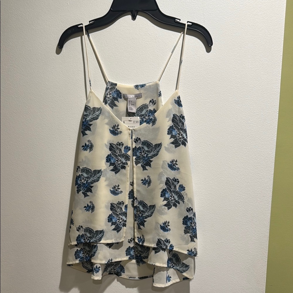 H&M White Cream Asymmetrical Tiered Camisole